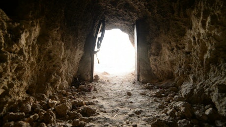 Interior of an abandoned mine at the desert.