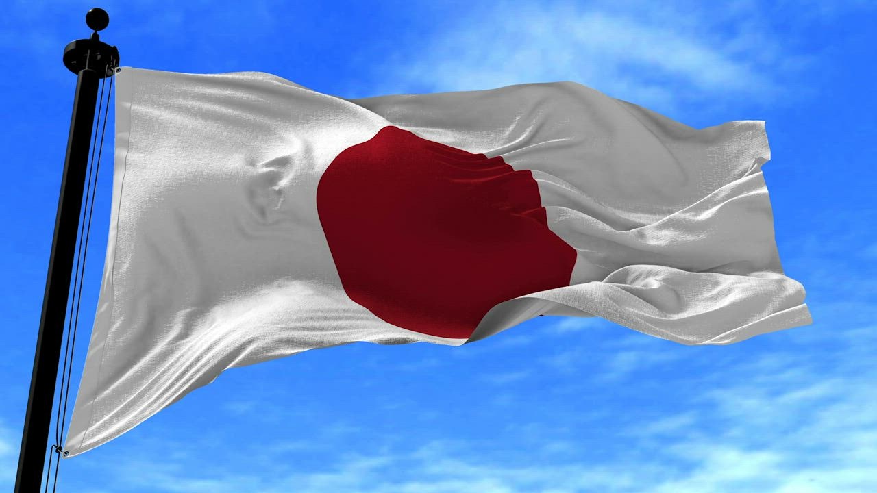 Japan flag waves gently in the wind - Free Stock Video
