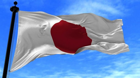 Japan flag waves gently in the wind.