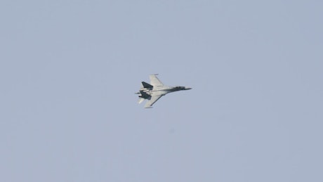 Jet fighter in the clear sky