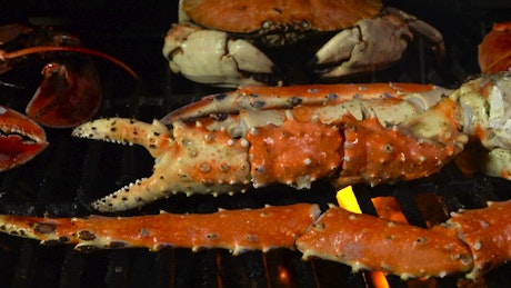 King Crab cooked over coals