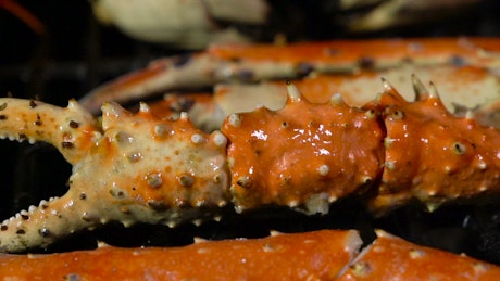 King Crab cooking over the grill.
