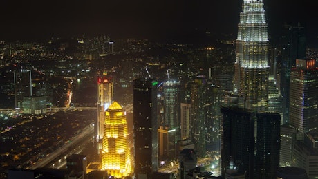 Kuala Lumpur cityscape buildings at night.
