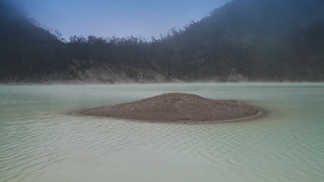 Lake formed in a volcanic crater.