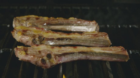 Lamb chops fired on a grill