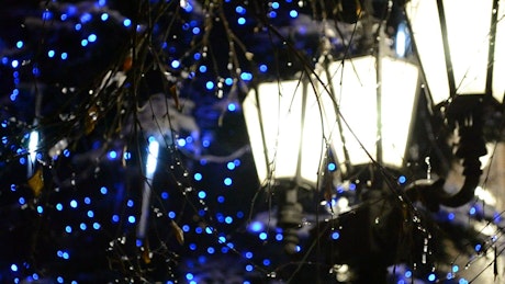 Lamps and blue lights.