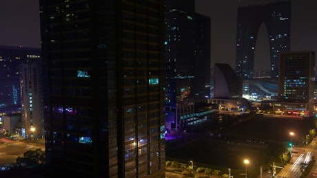 Large buildings city nightlife
