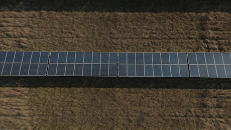 Large rows of solar panels view from the top