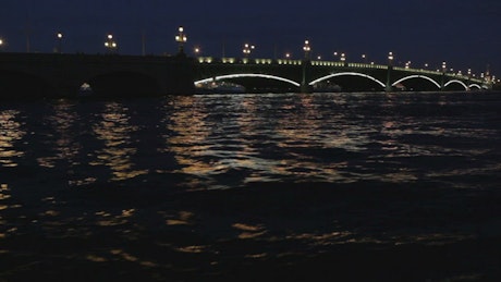 Lights across a bridge in Saint Petersburg