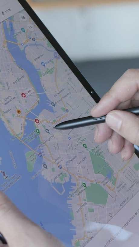 Locating an area on a digital map on a tablet