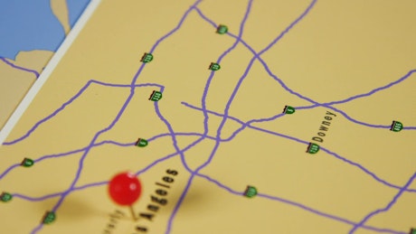Los Angeles pinned on a map
