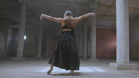 Low view of a contemporary dancer.