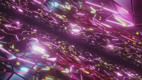 Luminous abstract crystals surfaces, 3D animation