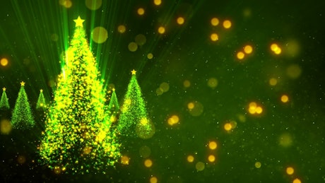 Luminous Christmas tree and floating particles