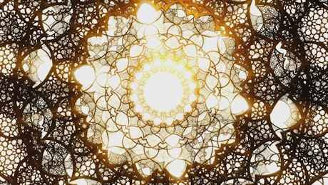 Luminous Tunnel of Rotating Islamic Shapes