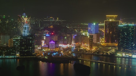Macau cityscape at night.