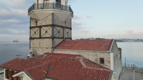 Maiden Tower, aerial zoom out shot