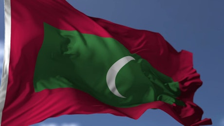 Maldives flag rippling in wind.