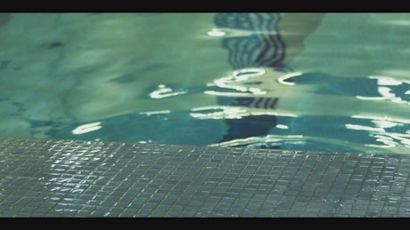 Male swimmer coming out of a pool.