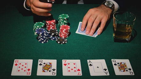 Man betting on poker game