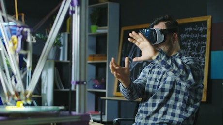 Man in the classroom exploring VR technology