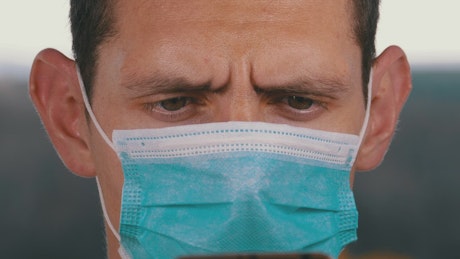 Man with medical face mask.