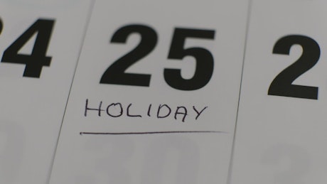 Marking Christmas day on the calendar