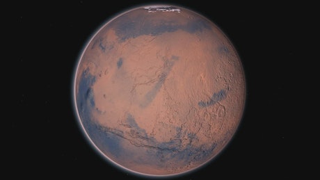 Mars spinning in space.