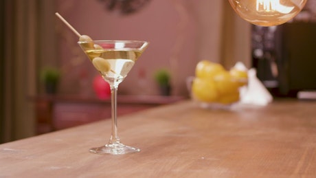 Martini on a bar counter.