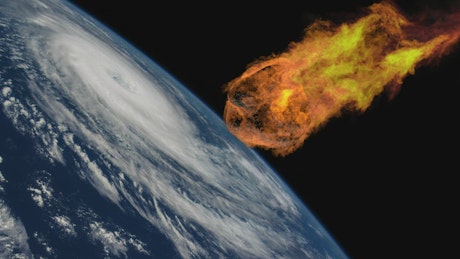 Meteor shower flies towards Earth.