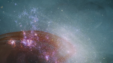 Milky way with liquid abstract video superimposed.