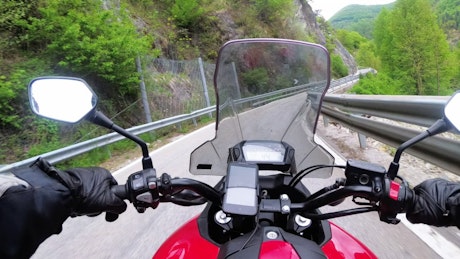 Motorcycle driving in the countryside.