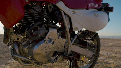 Motorcycle engine shot.