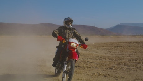 motorcyclist in the desert.