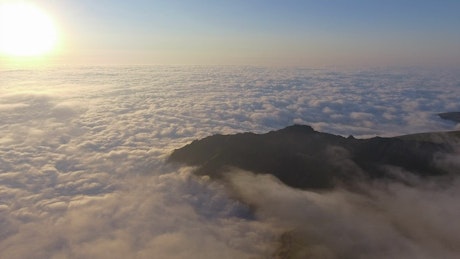 Mountain and a sea of clouds