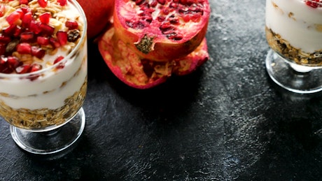 Muesli with yogurt and fruit.