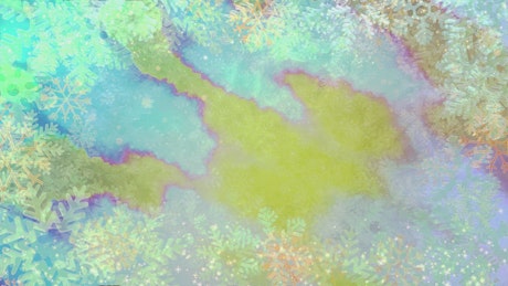 Multicolored watercolor background with snowflakes.