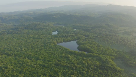 Natural landscape is seen from above.