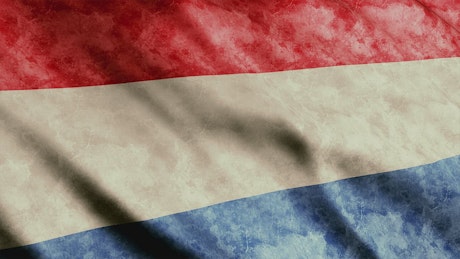 Netherlands flag with faded texture while waving.