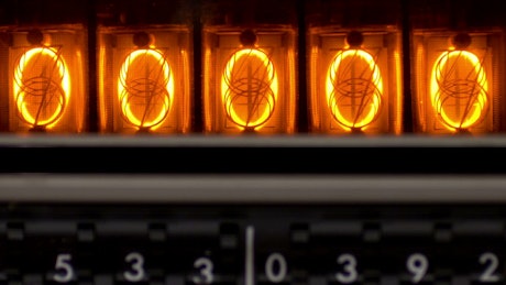 Numbers in a nixie tube counter.
