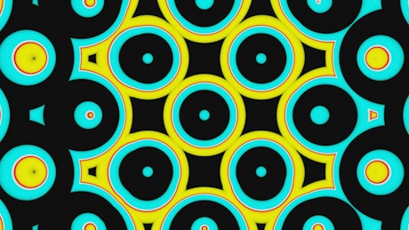 Optical illusion of yellow and blue circles wallpaper.