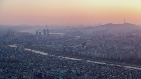 Overview from the top of Seoul city.