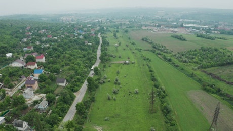 Panoramic view of a rural town