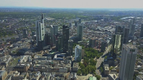Panoramic view of Frankfurt and its buildings.
