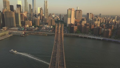 Panoramic view of the Manhattan skyline in USA.