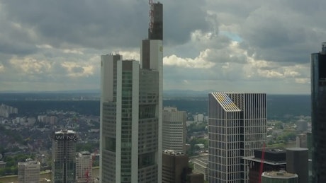 Panoramic view with the top of skyscrapers