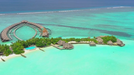 Paradise island with bungalows