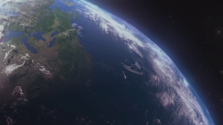地球的一部分在太空中快速旋转