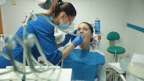 Patient receiving dental treatment.