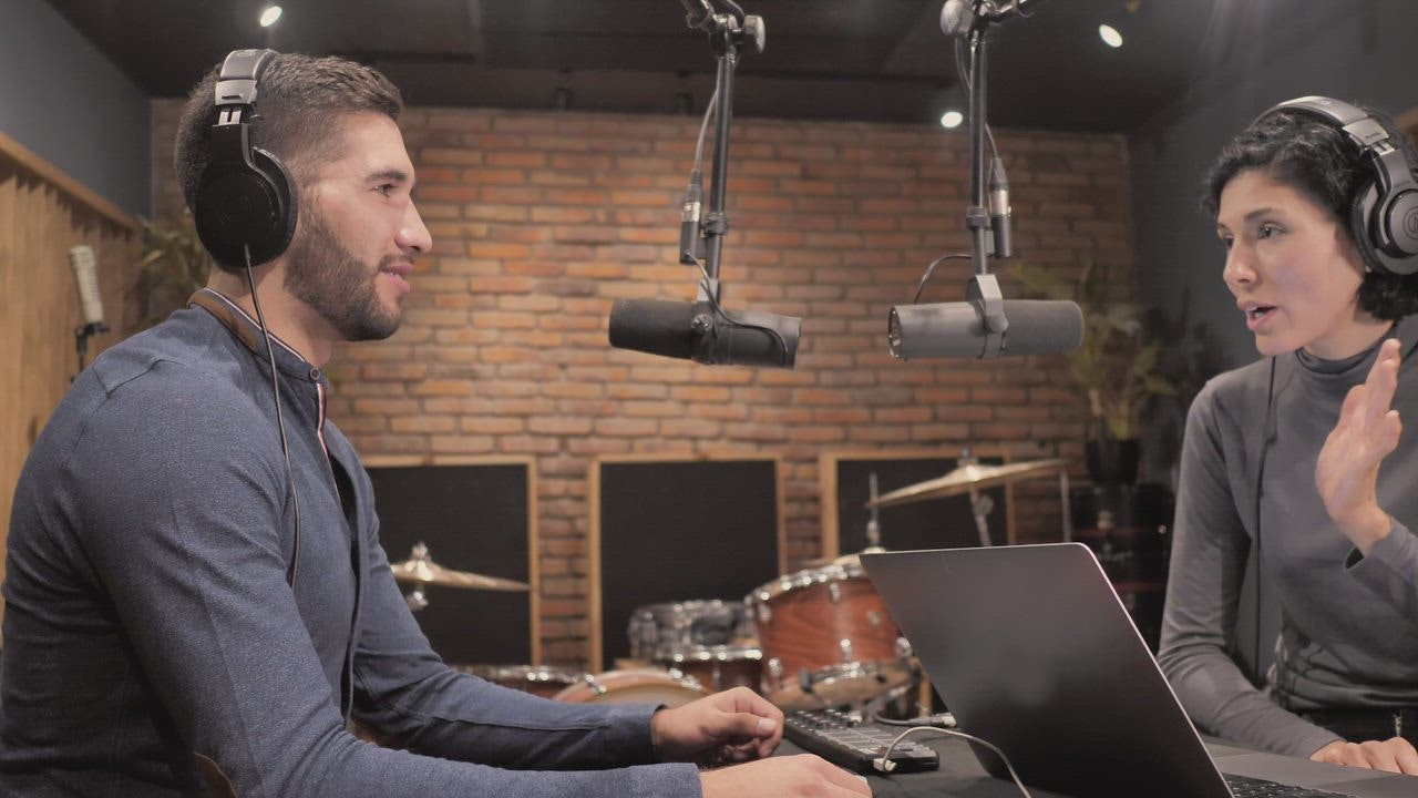 People recording a podcast in a studio - Free Stock Video